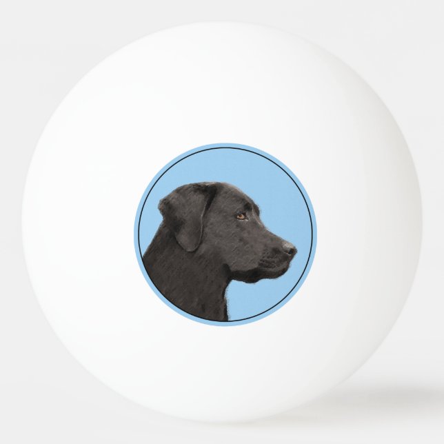 Labrador Retriever Black Painting Original Dog Art Ping Pong Ball (Front)