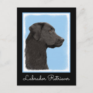 Labrador Retriever Black Painting Original Dog Art Postcard