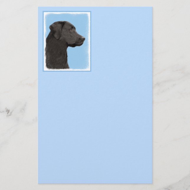 Labrador Retriever Black Painting Original Dog Art Stationery (Front)