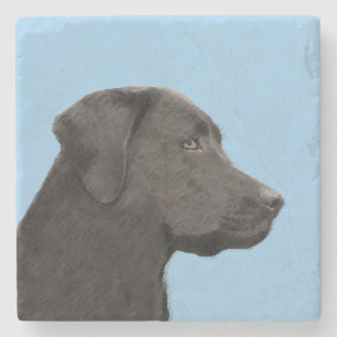 Labrador Retriever Black Painting Original Dog Art Stone Coaster