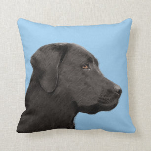 Labrador Retriever Black Painting Original Dog Art Throw Pillow