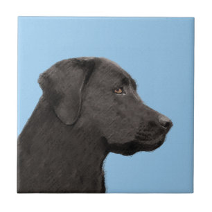 Labrador Retriever Black Painting Original Dog Art Tile