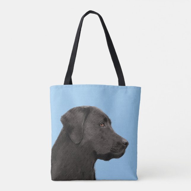 Labrador Retriever Black Painting Original Dog Art Tote Bag (Back)