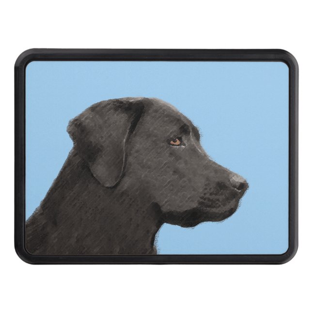 Labrador Retriever Black Painting Original Dog Art Trailer Hitch Cover (Front)