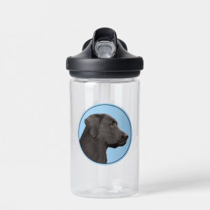 Labrador Retriever Black Painting Original Dog Art Water Bottle