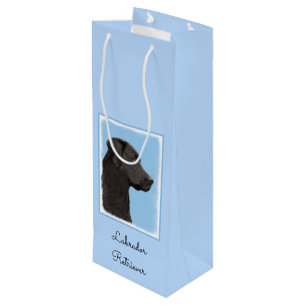Labrador Retriever Black Painting Original Dog Art Wine Gift Bag