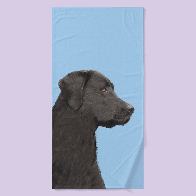 Labrador Retriever Black Peinture Original Chien A (Serviette de bain)