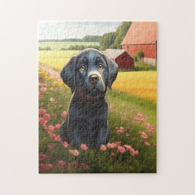 Labrador Retriever Black Puppy Jigsaw Puzzle (Vertical)