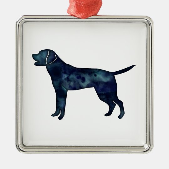 Labrador Retriever Black Watercolor Silhouette Metal Ornament