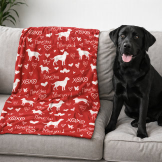 Labrador Retriever Blanket with Heart Doodles 