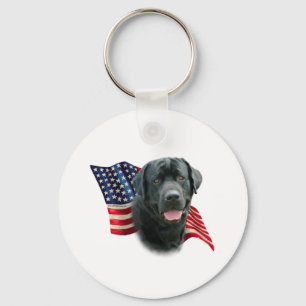 Labrador Retriever (blk) Flag Keychain