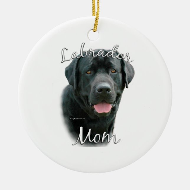Labrador Retriever (blk) Mom 2 Ceramic Ornament (Front)
