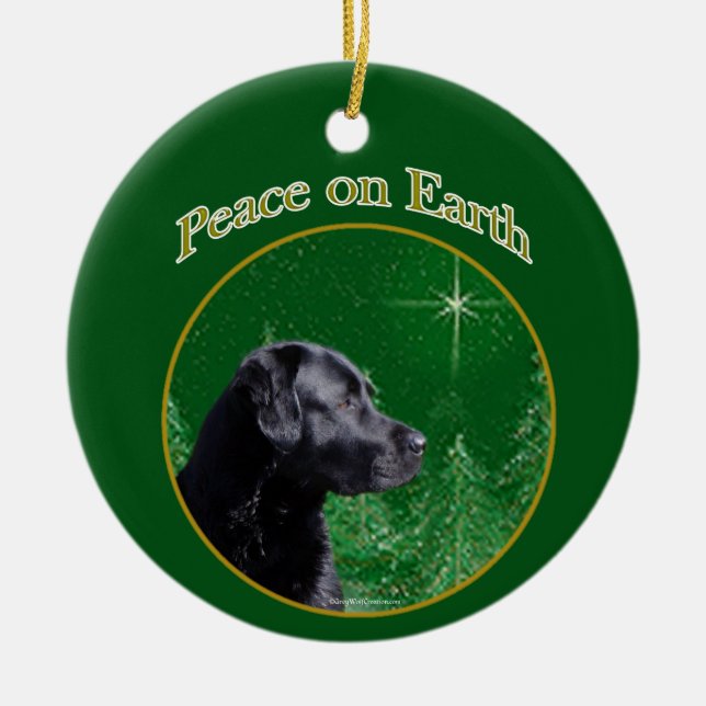 Labrador Retriever (blk) Peace Ceramic Ornament (Front)
