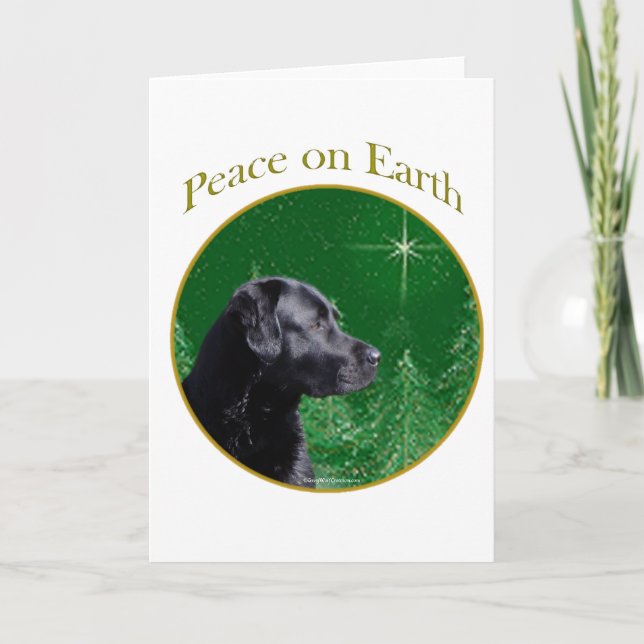 Labrador Retriever (blk) Peace Holiday Card (Front)