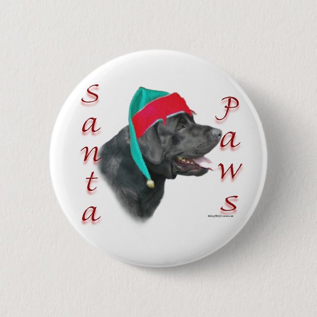 Labrador Retriever (blk) Santa Paws 2 Inch Round Button (Front)