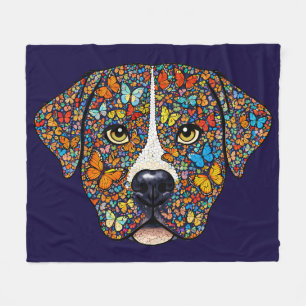 Labrador Retriever Butterfly Kaleidoscope Portrait Fleece Blanket