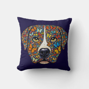 Labrador Retriever Butterfly Kaleidoscope Portrait Throw Pillow