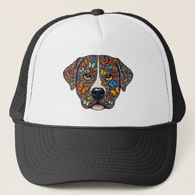 Labrador Retriever Butterfly Kaleidoscope Portrait Trucker Hat (Front)