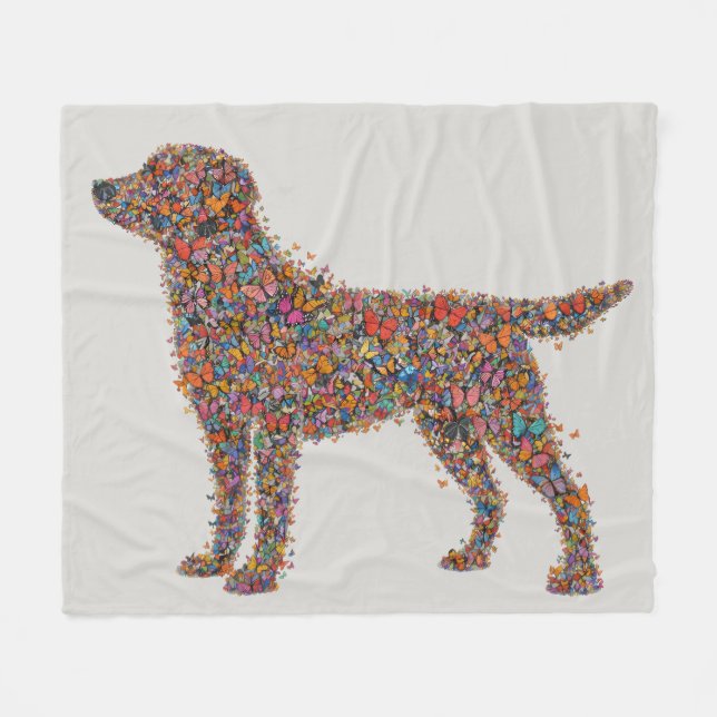 Labrador Retriever Butterfly Silhouette Dog Lover Fleece Blanket (Front (Horizontal))