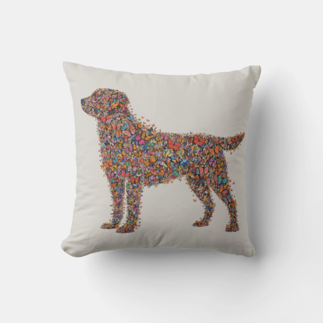 Labrador Retriever Butterfly Silhouette Dog Lover Throw Pillow (Front)