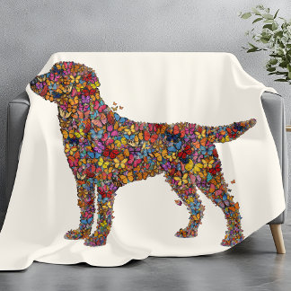 Labrador Retriever Butterfly Silhouette | Dog Mama Fleece Blanket