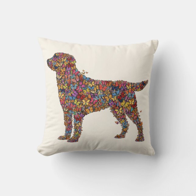 Labrador Retriever Butterfly Silhouette | Dog Mama Throw Pillow (Front)