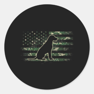Labrador Retriever Camouflage American Flag USA Classic Round Sticker