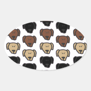 Labrador Retriever Cartoon Heads Oval Sticker