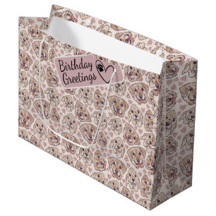 Labrador Retriever Cartoon Heads seamless pattern Large Gift Bag