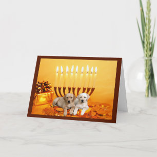 Labrador Retriever Chanukah Card Menorah