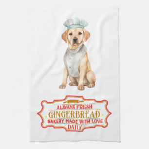 Labrador Retriever Chef Baking Gingerbread Kitchen Towel