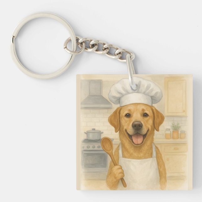 Labrador Retriever Chef Funny Home Cooking Keychain (Front)