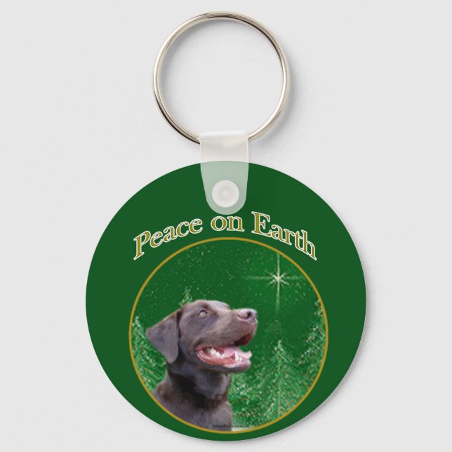 Labrador Retriever (choc) Peace Keychain (Front)