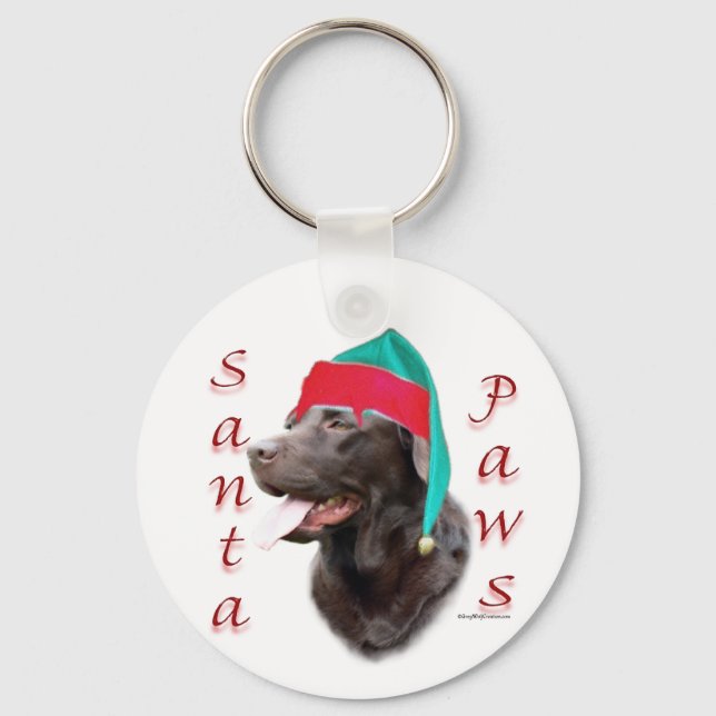Labrador Retriever (choc) Santa Paws Keychain (Front)