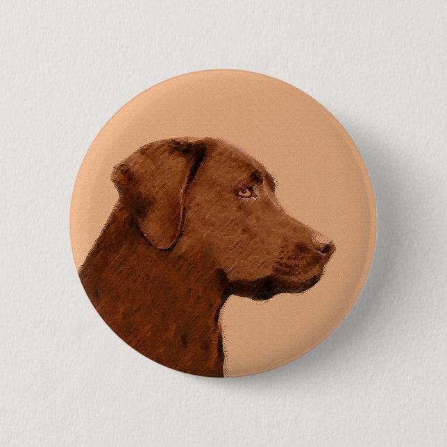 Labrador Retriever (Chocolate) Painting - Dog Art 2 Inch Round Button (Front)