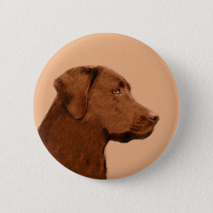 Labrador Retriever (Chocolate) Painting - Dog Art 2 Inch Round Button