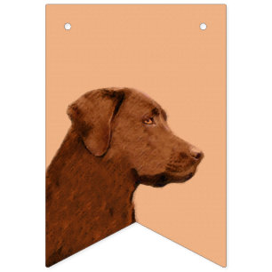 Labrador Retriever (Chocolate) Painting - Dog Art Bunting Flags