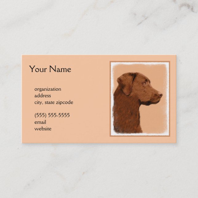 Labrador Retriever (Chocolate) Painting - Dog Art Business Card (Front)
