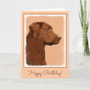 Labrador Retriever (Chocolate) Painting - Dog Art Card