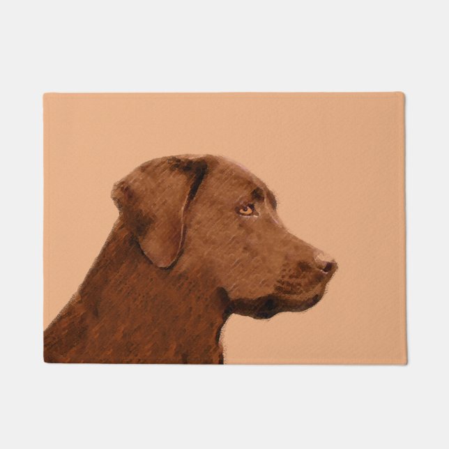 Labrador Retriever (Chocolate) Painting - Dog Art Doormat (Front)