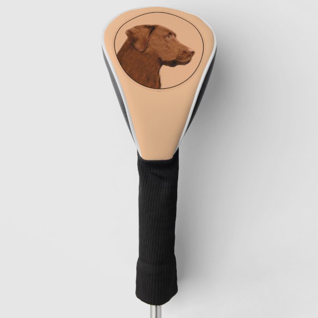 Labrador Retriever (Chocolate) Painting - Dog Art Golf Head Cover (Front)