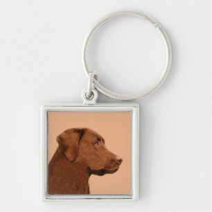 Labrador Retriever (Chocolate) Painting - Dog Art Keychain