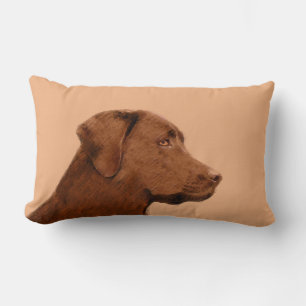 Labrador Retriever (Chocolate) Painting - Dog Art Lumbar Pillow