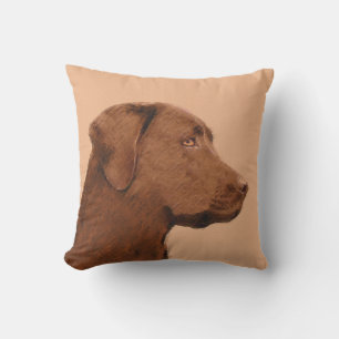 Labrador Retriever (Chocolate) Painting - Dog Art Outdoor Pillow