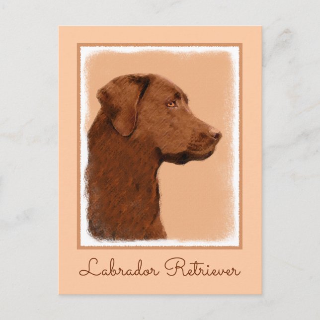 Labrador Retriever (Chocolate) Painting - Dog Art Postcard (Front)