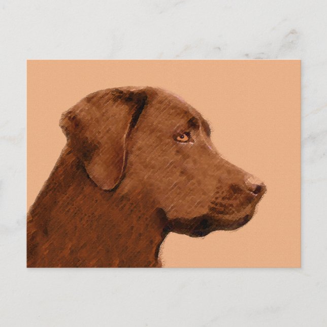 Labrador Retriever (Chocolate) Painting - Dog Art Postcard (Front)