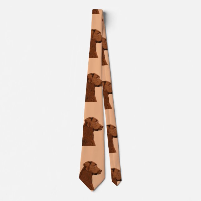 Labrador Retriever (Chocolate) Painting - Dog Art Tie (Front)