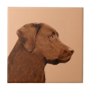 Labrador Retriever (Chocolate) Painting - Dog Art Tile