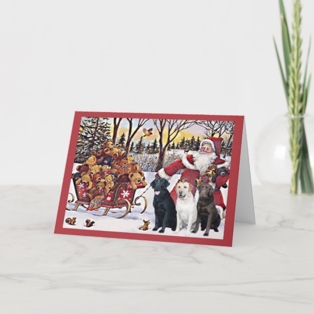 Labrador Retriever  Christmas Card Santa Bears11 (Front)
