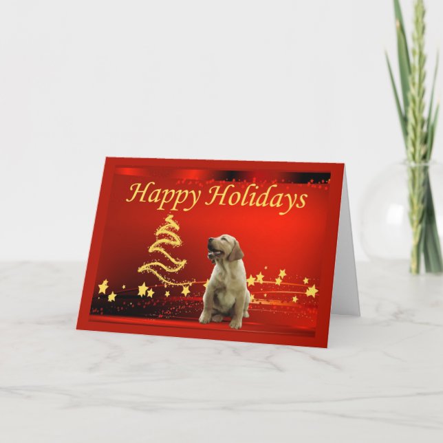 Labrador Retriever  Christmas Card Stars3 (Front)